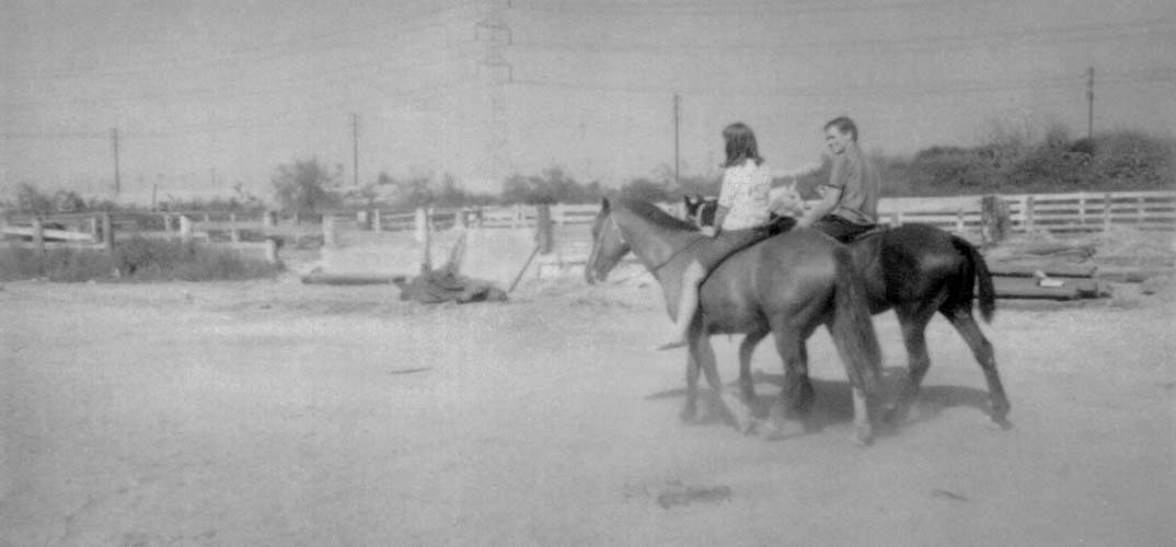 Riding with one of my first collectors, Jan Stringer - at the San Gabriel Riverbed.