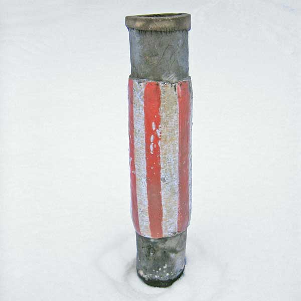 raku slab pot with Bernard Leach white lead glaze and Paul Rayar red