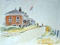 aquarel - Villa Carmen Sylva - Domburg Walcheren Zeeland - water color painting by Lucien den Arend
