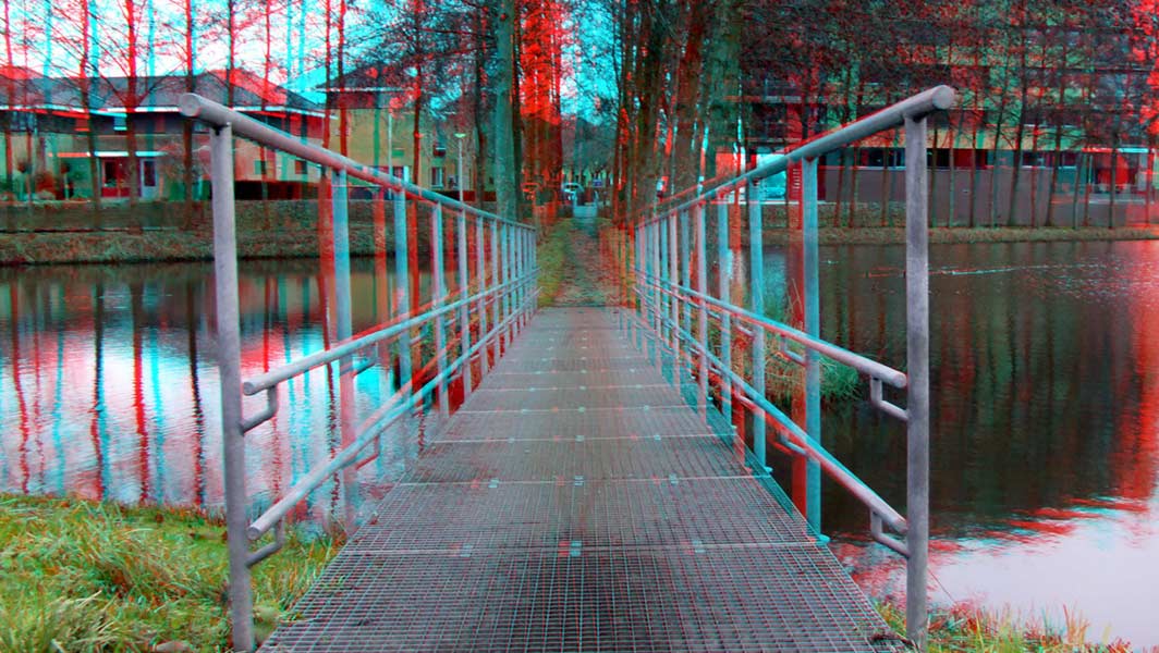 x-ing land art project in Hendrik ido Ambacht, Holland - anaglyph