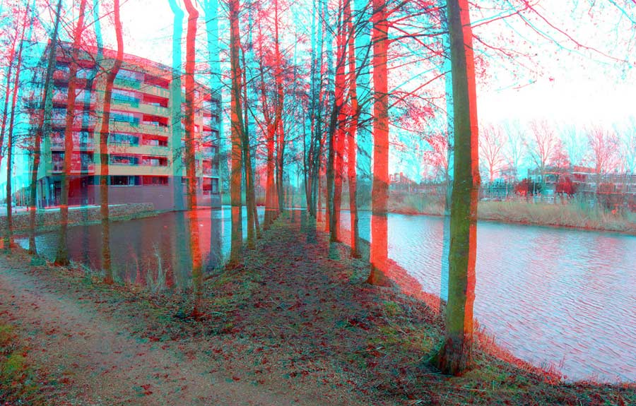 x-ing land art project in Hendrik ido Ambacht, Holland - anaglyph
