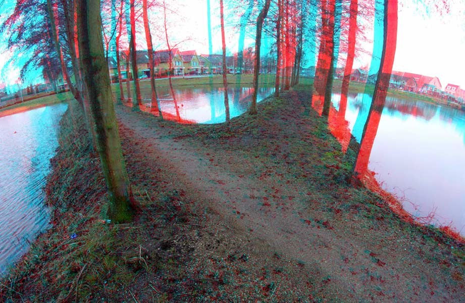 x-ing land art project in Hendrik ido Ambacht, Holland - anaglyph