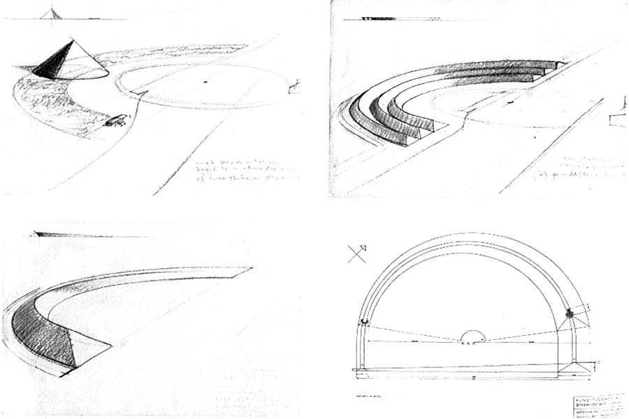 Sketches for land art in Lelystad, Holland - sculptures (site specific and public sculpture) in cities in Europe and America by Lucien den Arend - his site specific sculptures ordered by the city of Lelystad
