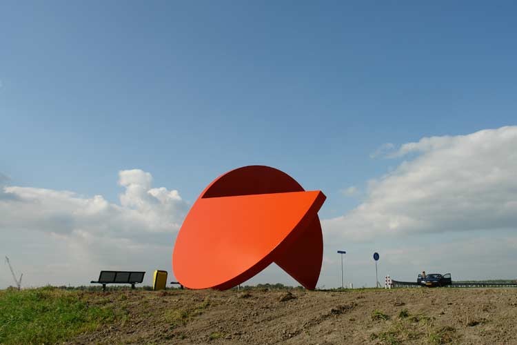 The geometric red steel sculpture in Papendrecht  - sculptures in the city of Papendrecht.