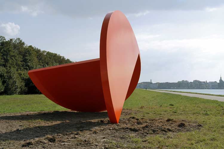The geometric red steel sculpture in Papendrecht  - sculptures in the city of Papendrecht.