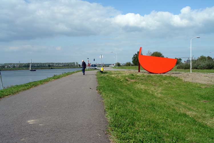 The geometric red steel sculpture in Papendrecht  - sculptures in the city of Papendrecht.