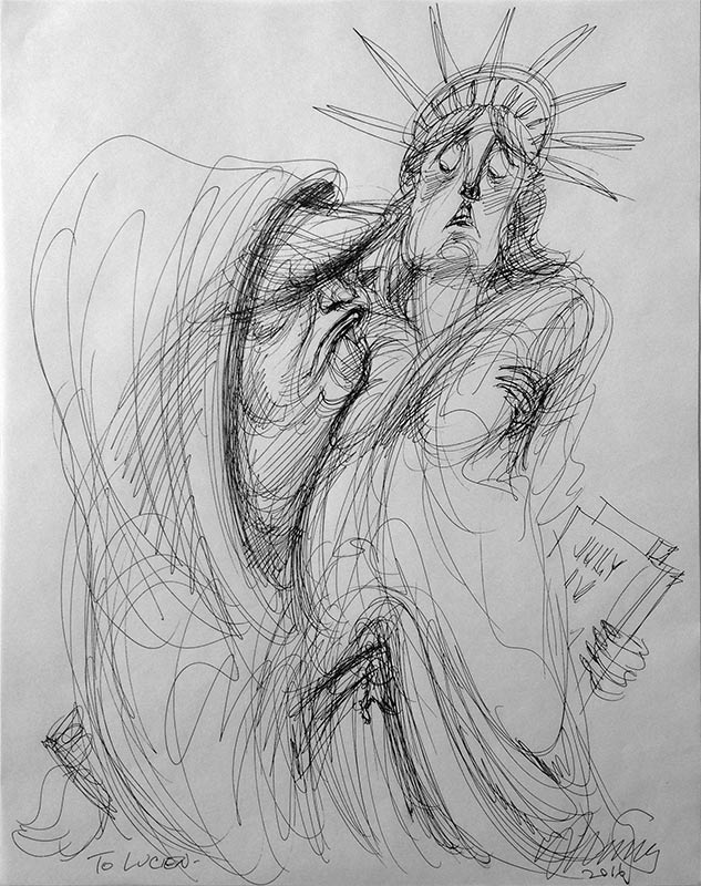 sketch for "Death and the Maiden" - Victor Juhasz - pen and ink