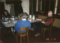 Donald Judd, Lucien den Arend and friends at the dinner table in Eichholteren Switzerland