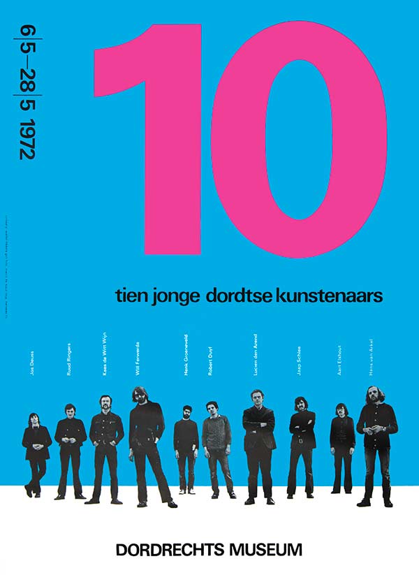 "tien jonge dordtse kunstenaars" poster - Dordrechts Museum - 1972.