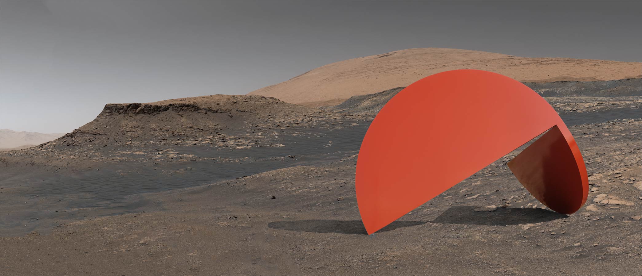 red stel sculpture in Gale Crater at Aeolis Mons, Mars + 223dD2