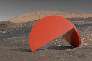 A virtual exhibition of sculptures in the Mars landscape - site specific sculpture installations.