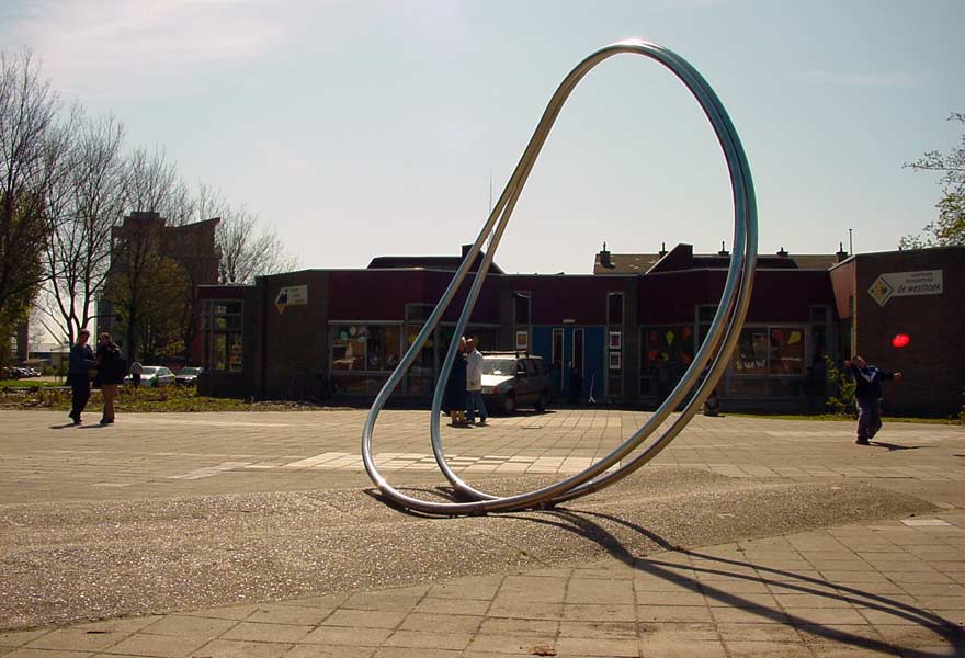 A stainless steel tubular sculpture in Maassluis, Netherlands - 1977.