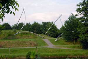Linear sculpture; the line delimiting geometric forms in space.