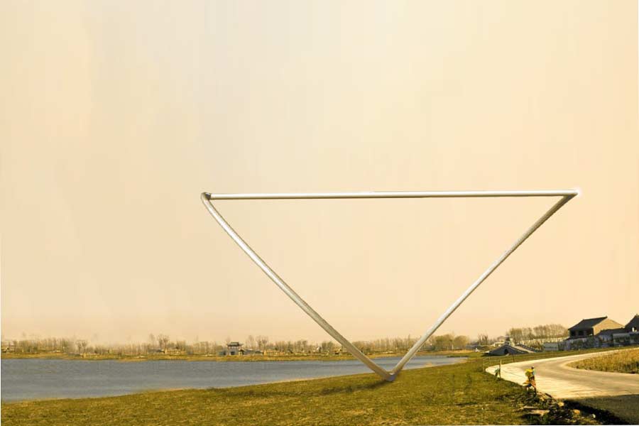"VO", from circle to ellipse to triangle, a circular variation - site specific sculpture for Changchun, China (a proposal).
