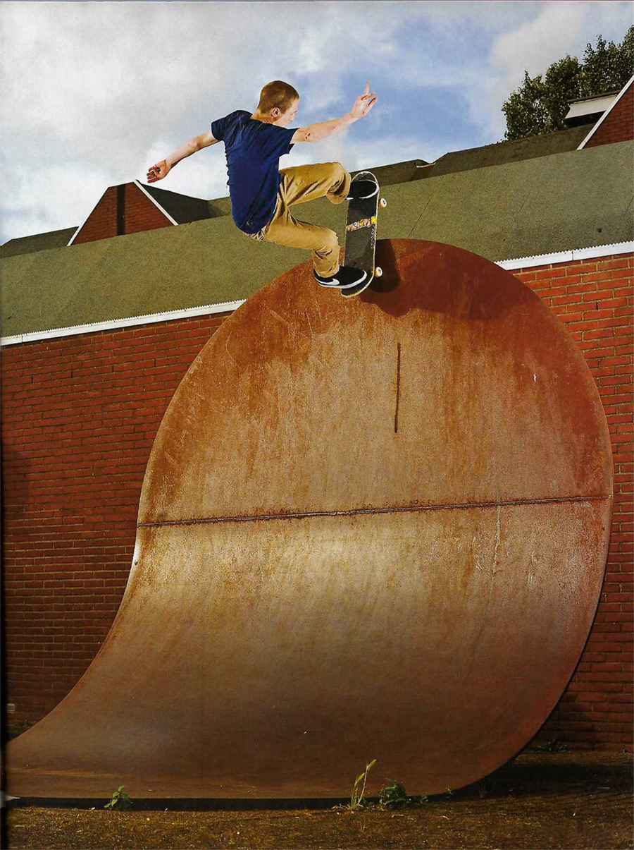 weatherproof steel sculpture and skateboarder