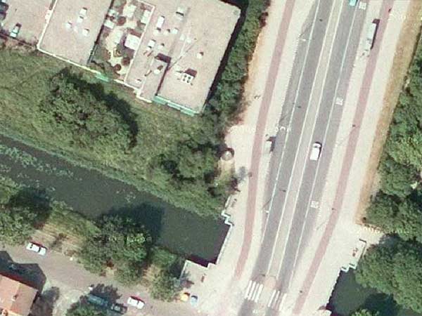 A satellite image of a bronxe, site specific sculpture in Amsterdam Noord-Holland.