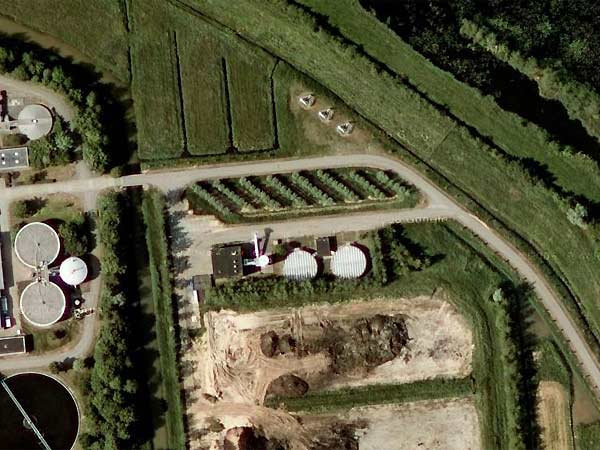 A satellite image of a land art project with willows and groundwater in Horstermeer Holland.