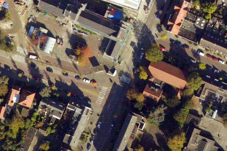 satellite image of my public sculpture 2.2.3D.2.. in Zwijndreht, Holland