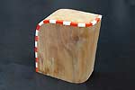 wooden sculpture - oak - monolinear section - red and white