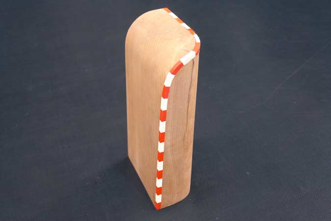 wooden sculpture - beech - monolinear section red and white