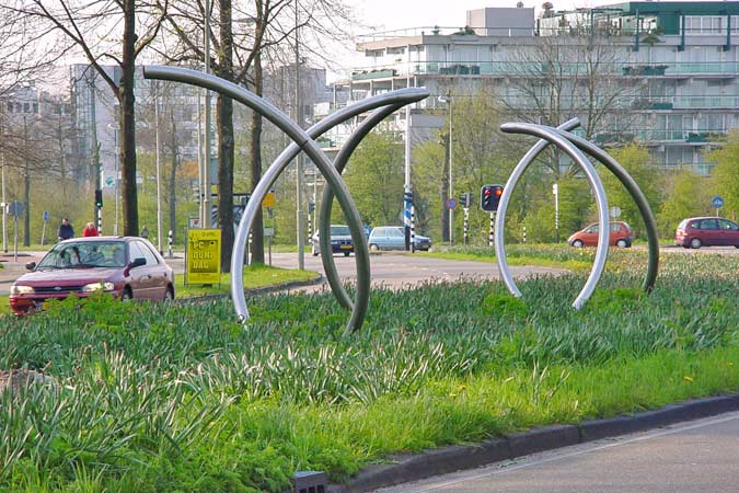 stainless steel spiral sculpture in Velsen,  Holland