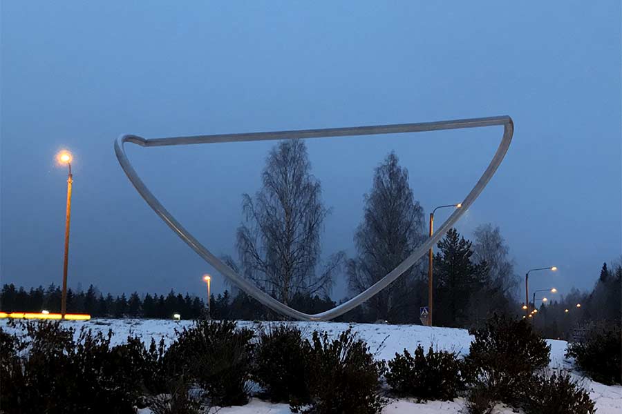 a roundabout sculpture in Kangasniemi, Finland - winter