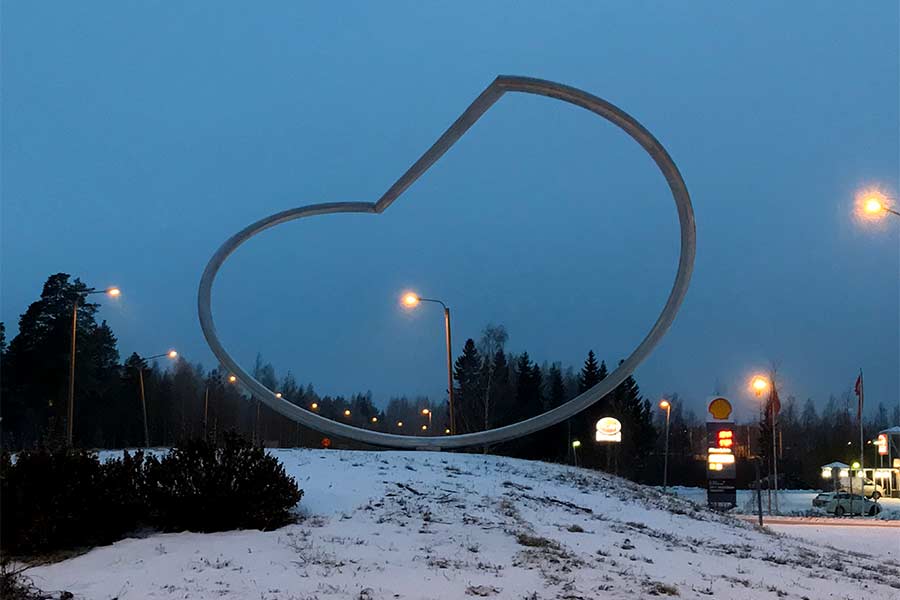 a roundabout sculpture in Kangasniemi, Finland - winter