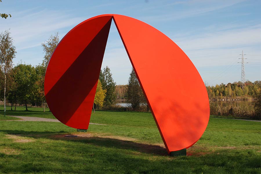 Vermillion-red sculpture for Vaasa, Finland