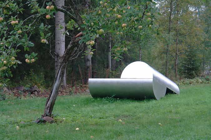 stainless steel sculpture in POAM sculpture park in Kangasniemi Finland