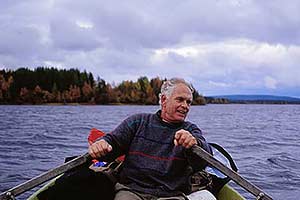 Rowing to my island-studio in Finnish Lapland in the autumn of 2003.