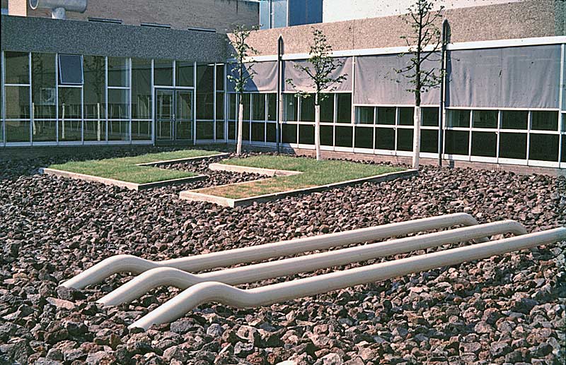ENVIRONMENTAL SCULPTURE lecture - University of Lapland, Rovaniemi - DSW garden - white pipes grass and three whitwashed linden trees, Dordrecht Holland