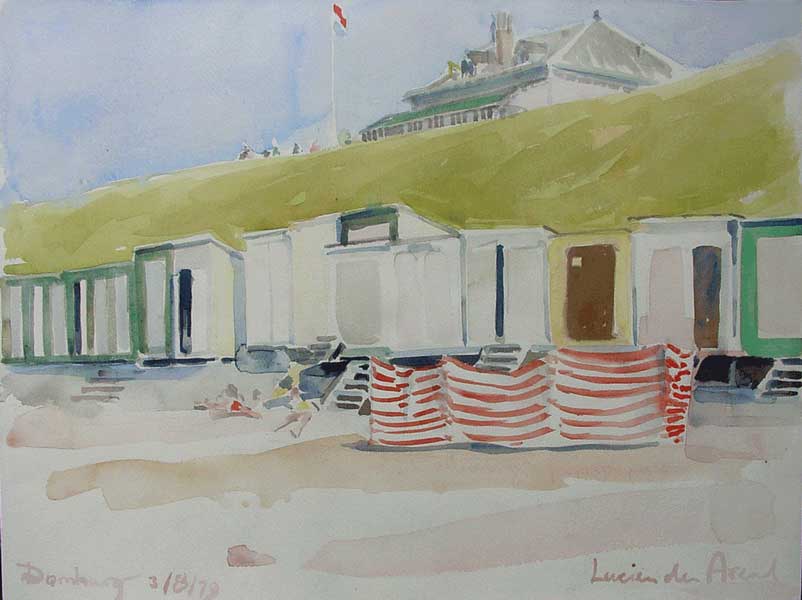 aquarel - Villa Carmen Sylva - Domburg Walcheren Zeeland - watercolor painting by Lucien den Arend