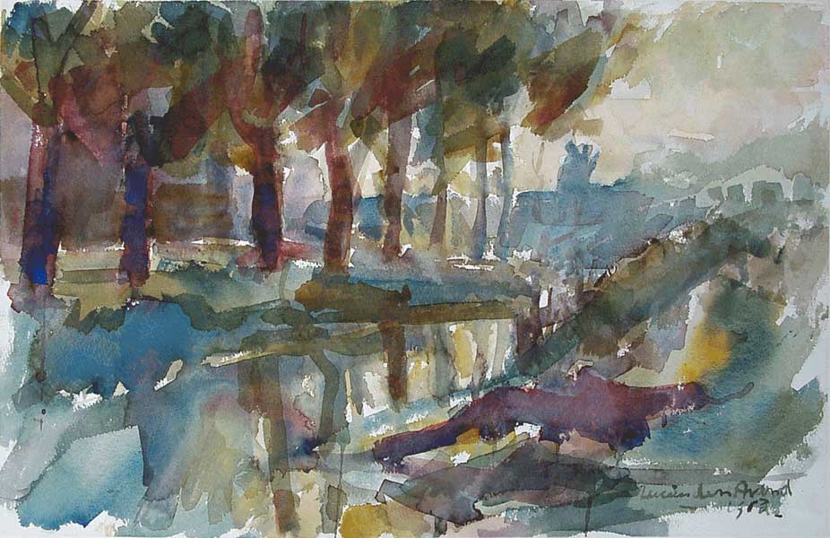 aquarel - Nieuwe Merwede River at Papendrecht, Holland NL - watercolor painting by Lucien den Arend