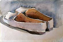 Watercolor by Lucien den Arend. This aquarel portrays shoes.
