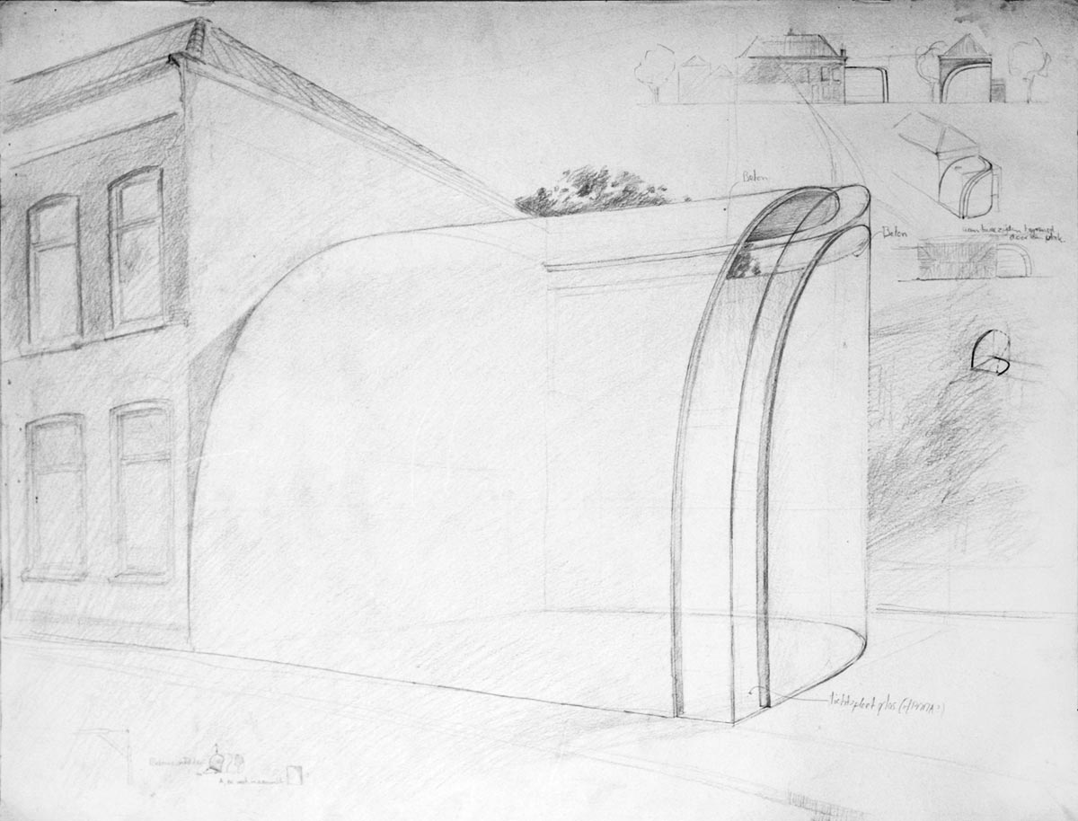study for a sculptural space consisting of two equal shells of concrete