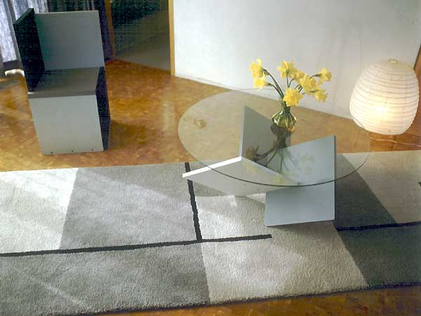 furniture - rug, table and chair - art by sculptor Lucien den Arend