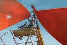 The construction of a large painted steel sculpture for Vaasa, Finland.