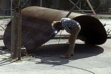 1980-81 installing a two part monumental steel sculpture in Utrecht NL.